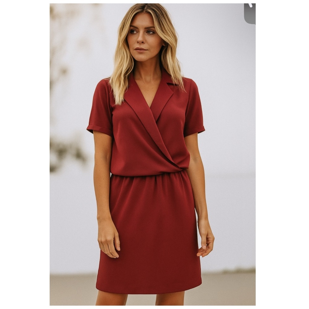 Amanda Uprichard Burgundy Faux Wrap Mini Dress XS Work Office